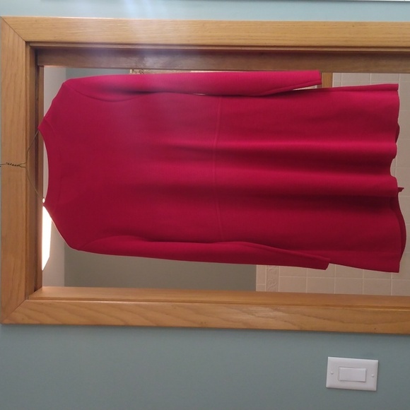 EILEEN FISHER RED BUTTON FRONT CARDICOAT AND TOP SIZE SMALL - Picture 6 of 12